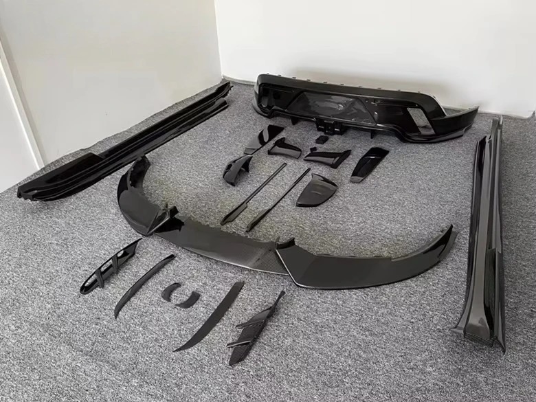 M Style Carbon Body Kit for Taycan With Front Splitter Side Skirt Lips Headlight Cover Diffuse Wing Bumper Vents